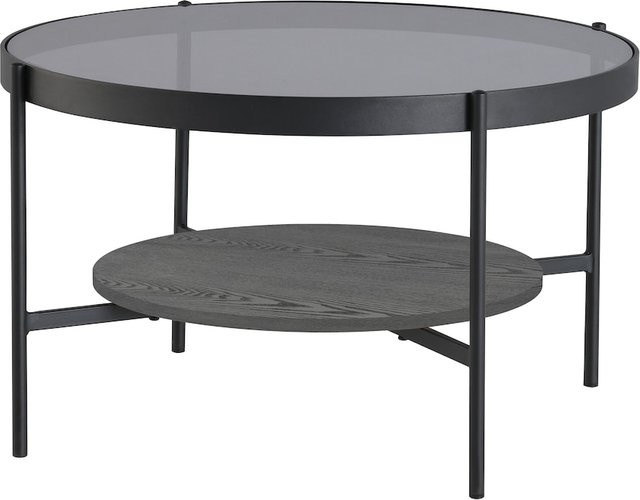 byLIVING Couchtisch OHIO modern in Eiche-Furnier und Grau mit Glasplatte, Breite: 74 cm - Bild 1