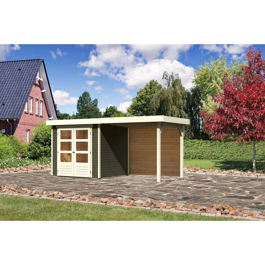 Karibu Holz-Gartenhaus Boras in Terragrau mit Flachdach und modernem Design, B/T/H: 211 x 209 x 209 cm - Bild 2