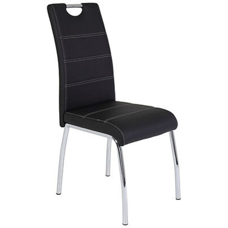 4er Set Polsterstühle Susi von Hela als Freischwinger in Schwarz aus Kunstleder, B/H/T: 44 x 98 x 61 cm - Bild 3