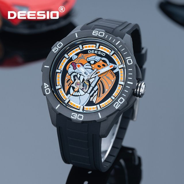 Deesio Armbanduhr, Automatik, Kohlefasergehäuse, Schwarz, Herren - Bild 1