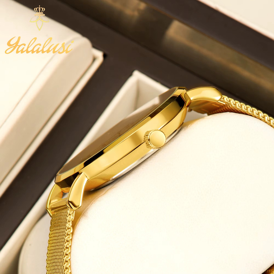 YaLaLuSi Armbanduhr, Quarz, Messing, Gold, Blau, Milanaise, Herren - Bild 2