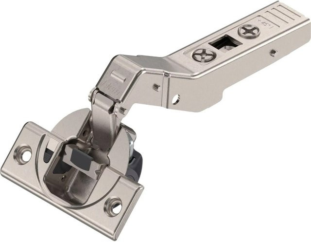 Blum Clip Top Blumotion Winkelscharnier 45 Grad Halbaufschlagend mit Soft-Close und Schrauben in Silber vernickelt - Bild 1