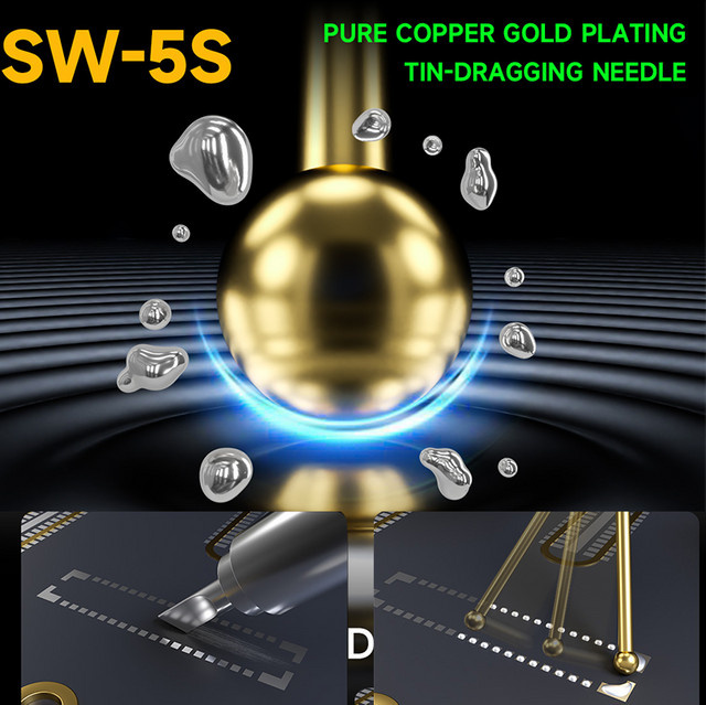 MECHANIC SW-5S Zinnabziehnadel in Gold mit 5 Nadeln und antistatischem Griff für die BGA-Reparatur von Telefon-PCBs - Bild 1