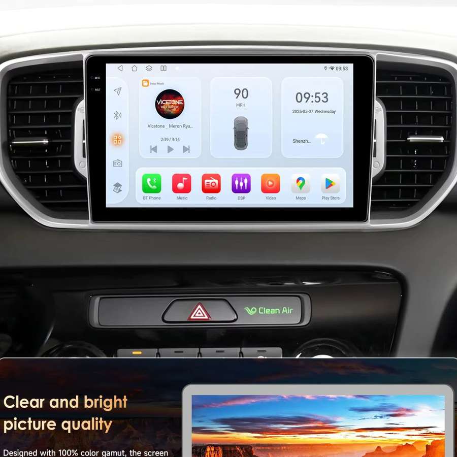 Hizpo Android 14 Autoradio für KIA Sportage 4 KX5 2016-2018 mit Qualcomm Snapdragon 6115 8Core, 2Din Multimedia System mit GPS und 4G, Carplay, Schwarz - Bild 4