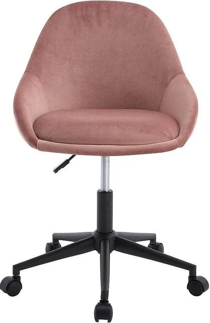 Vente-unique Bürostuhl Naody ohne Armlehnen in Rosa mit Samtbezug und Metallgestell - Bild 1