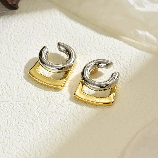 Erpels Clip Ohrring Manschette, Gold Silber Mix, Edelstahl, Unisex - Bild 1