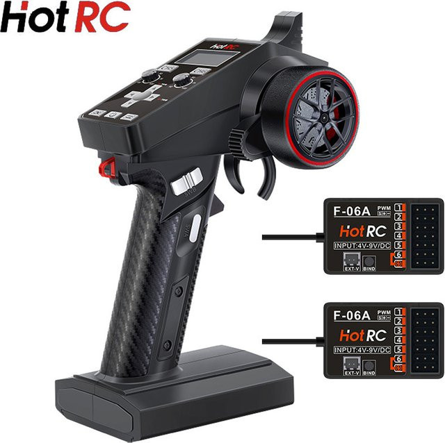 Hotrc CT-6A 6-Kanal RC-Sender, 2,4GHz Fernbedienungssystem mit F-06A Empfänger - Bild 1