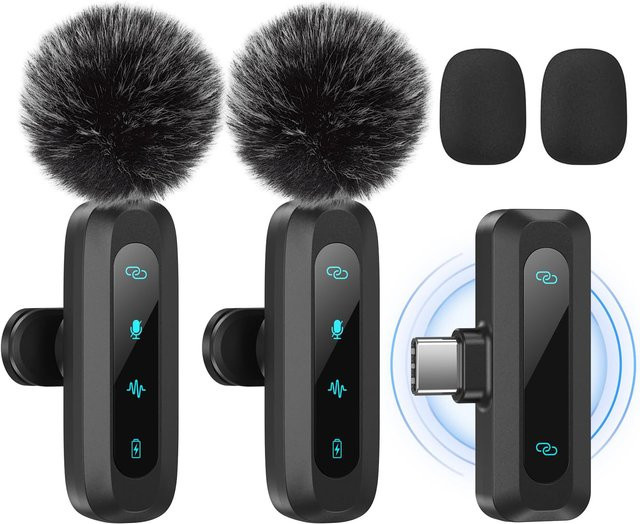 HITOZON Lavalier-Mikrofon mit USB-C Anschluss in Schwarz für Videoproduktion, Live-Streaming und Interviews - Bild 1