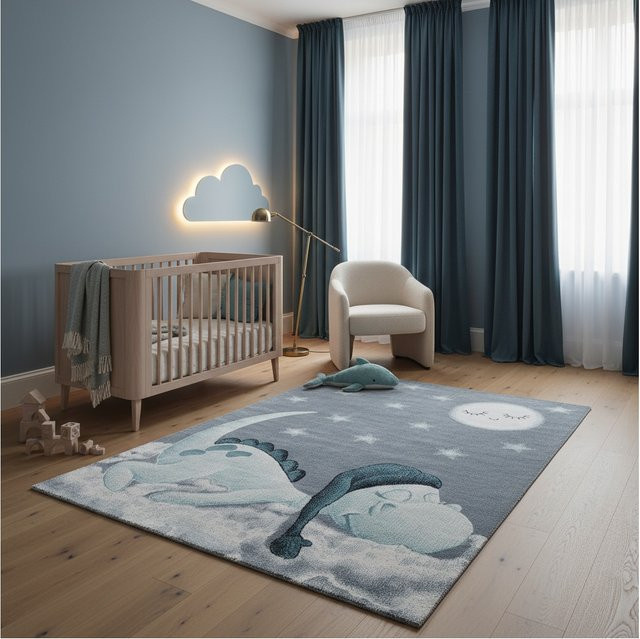 Kinderteppich Kadima Design COGNE mit Dino-Motiv, Blau, B: 200 cm, T: 290 cm - Bild 1
