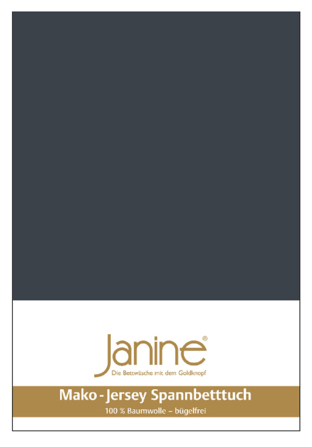 Janine Mako Jersey Spannbetttuch Bettlaken aus Baumwolle, Farbe: Titan/Anthrazit, B/T: 90 x 190 cm - Bild 1