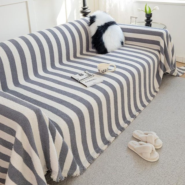 JINGYUE Sofatuch im nordischen Design, verdickter Sofabezug aus Chenille-Jacquard, kratzfest und universell, grau, B/T/H: 280 x 180 cm - Bild 1