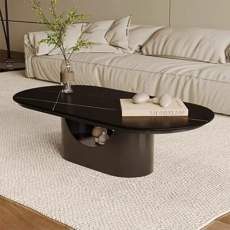 ANGDUO Couchtisch in Schwarz, oval und matt im skandinavischen Design - Bild 2