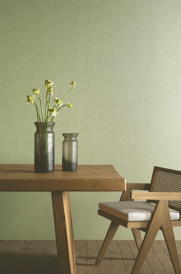 Flamant Wallpaper Lin Normandie Neptune gestreift in Grün Lime mit Vliesbeschichtung und mattem Finish - Bild 1