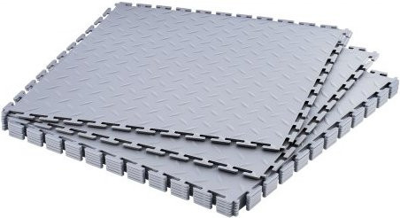 VEVOR Garage Floor Tiles Interlocking 8er Pack, Rutschfeste PVC Bodenmatten mit Diamond Plate Struktur für Werkstatt und Lager, Farbe: Silber/Grau, B/T/H: 51,3 x 51,3 x 0,5 cm - Bild 1