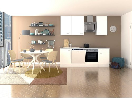 Flex-Well Küchenzeile Wito modern in Weiss mit Elektrogeräten, Breite: 220 cm, Tiefe: 57 cm, Höhe: 82 cm - Bild 1