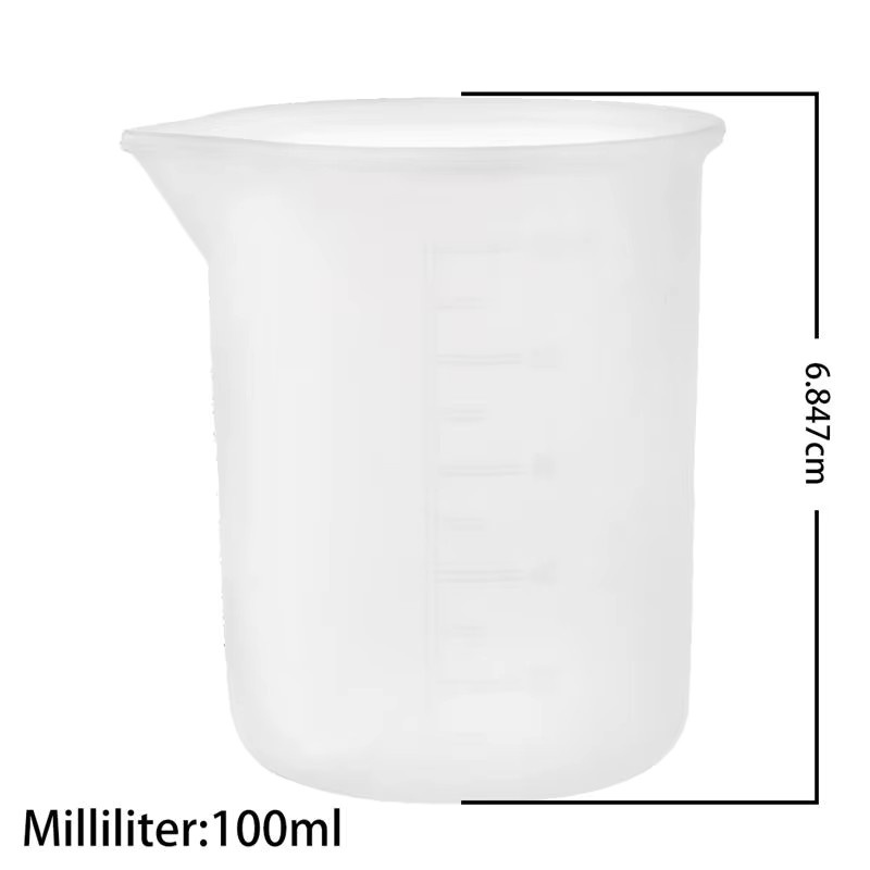 5er Set Silikon Messbecher von LIEBE ENGEL, transparent mit Skala, 100 ml, ideal für Lebensmittel und DIY-Projekte wie Epoxidharz oder Schmuckherstellung - Bild 4