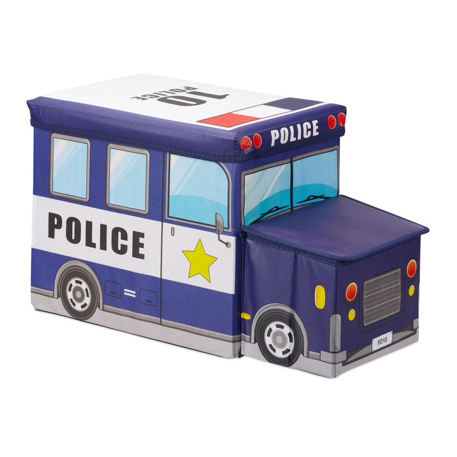 Relaxdays Sitzbox Police Mehrfarbig, faltbare gepolsterte Sitzbox aus Polyester für Kinder, B/T/H: 33 x 27 x 56 cm - Bild 2