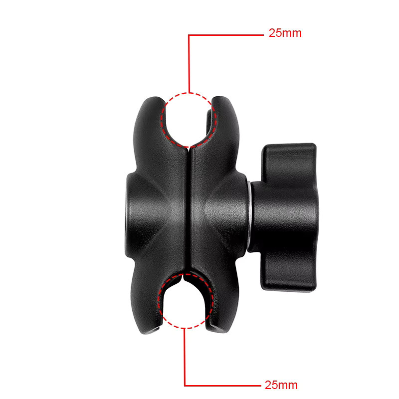ERIKOLE RAM-Halterung Doppelsockel Kurzarm für 1 Zoll (25mm) Kugelkopf in Schwarz - Bild 2