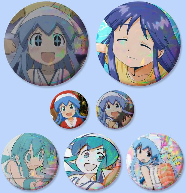 Brosche Ika Musume Anime Tintenfisch-Mädchen, Runde Cosplay-Pins - Bild 1