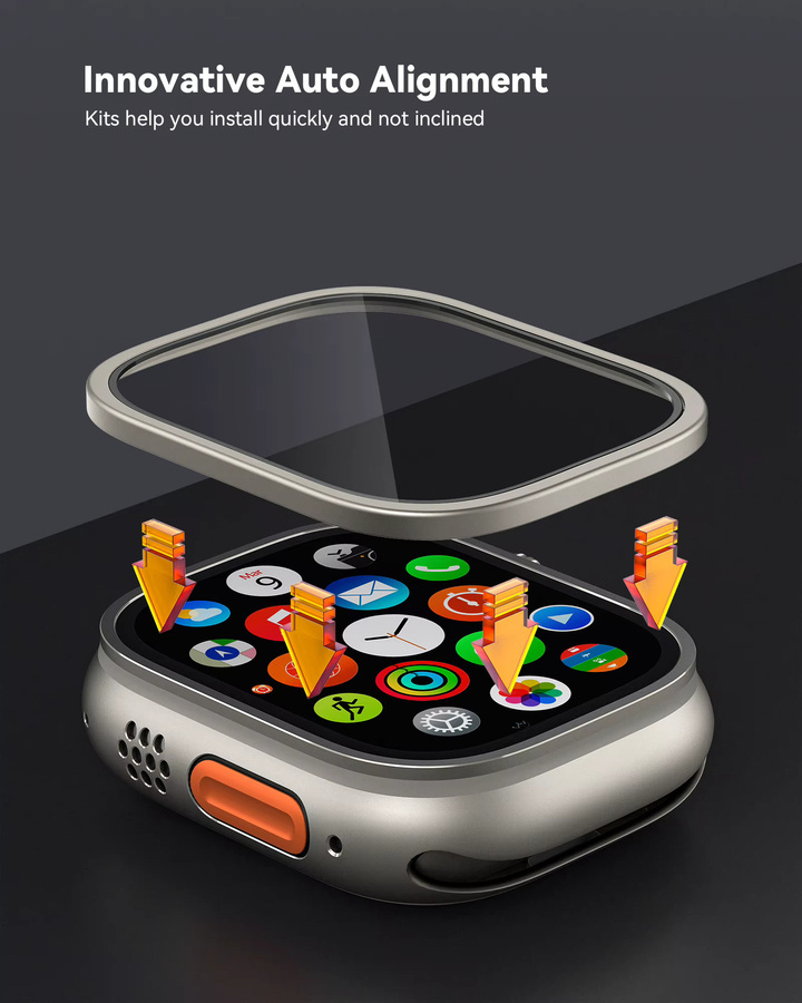 LULULOOK Displayschutzfolie und Hülle für Apple Watch Ultra, Titanlegierung, Silber - Bild 6
