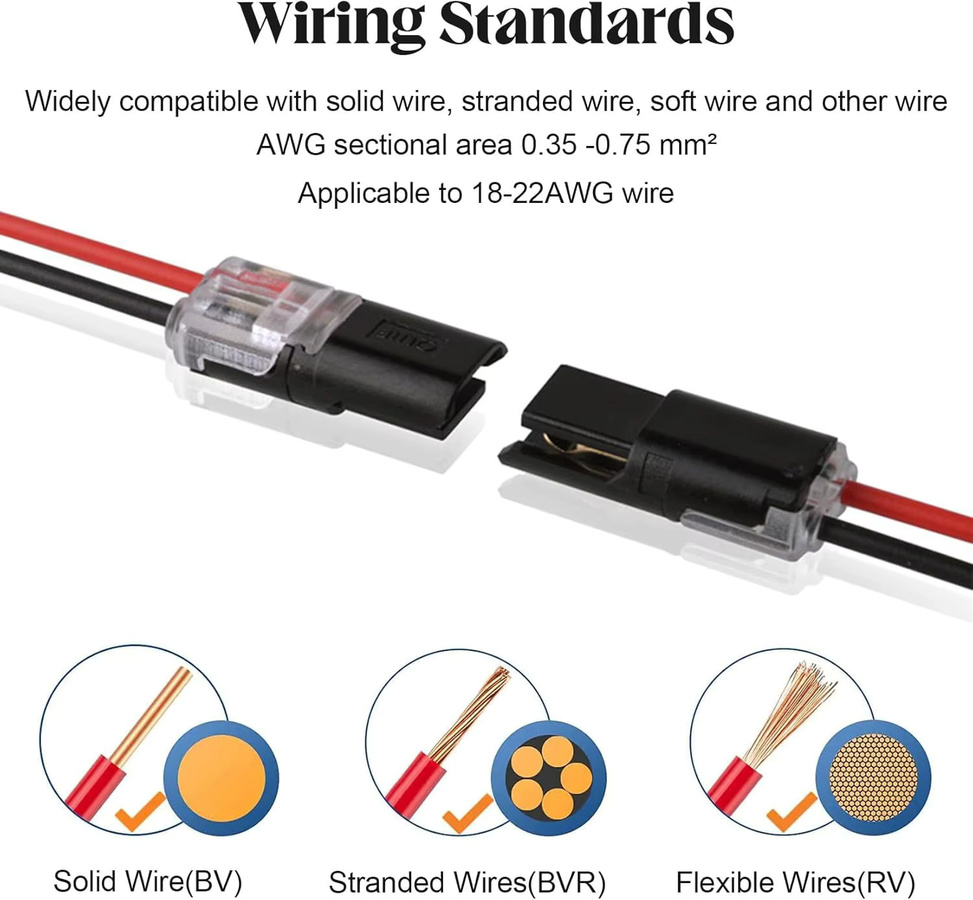20 oder 100 Stück Schnell-Kabelanschlüsse 2 Pin Stecker in Schwarz für Auto und Elektroinstallationen - Bild 4