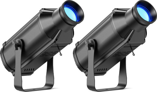 U'King 2er-Set Mini RGB COB LED Scheinwerfer mit 100W, DMX512 Strobe-Effekt und manuellem Fokus für DJ, Party und Hochzeit, Schwarz - Bild 1