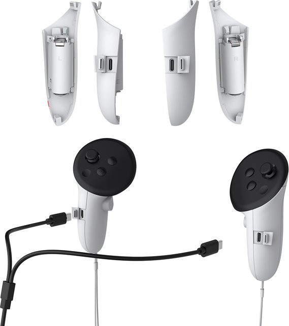 APWIKOGER Wiederaufladbare Controller-Griffe Rechts und Links Lade-Griffabdeckungen in Weiß für Meta Quest 3S und Quest 3 - Bild 1
