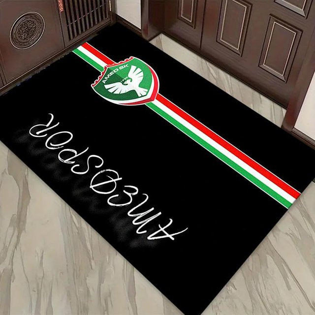 NuanSue Home Amedspor Teppich mit Streifenmuster in Schwarz, rutschfest und waschbar, B/T: 60 x 40 cm - Bild 1