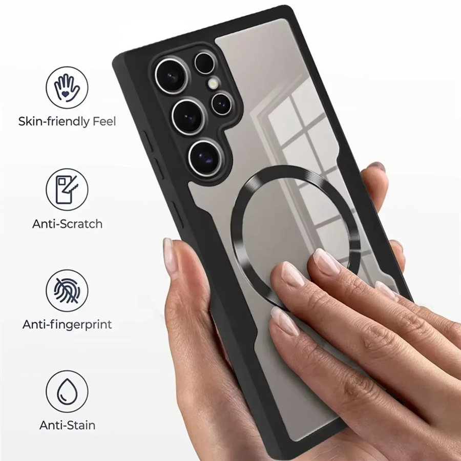 Shellbox Handyhülle für Samsung Galaxy S25 FE, S25Edge und S24 Ultra mit MagSafe-Kompatibilität, sturzsicher und gepanzerte Optik in Black oder Pink - Bild 3