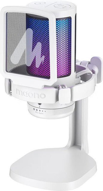 Maono DM20 USB Kondensatormikrofon mit Geräuschunterdrückung für Desktop und Laptop, Weiß - Bild 1