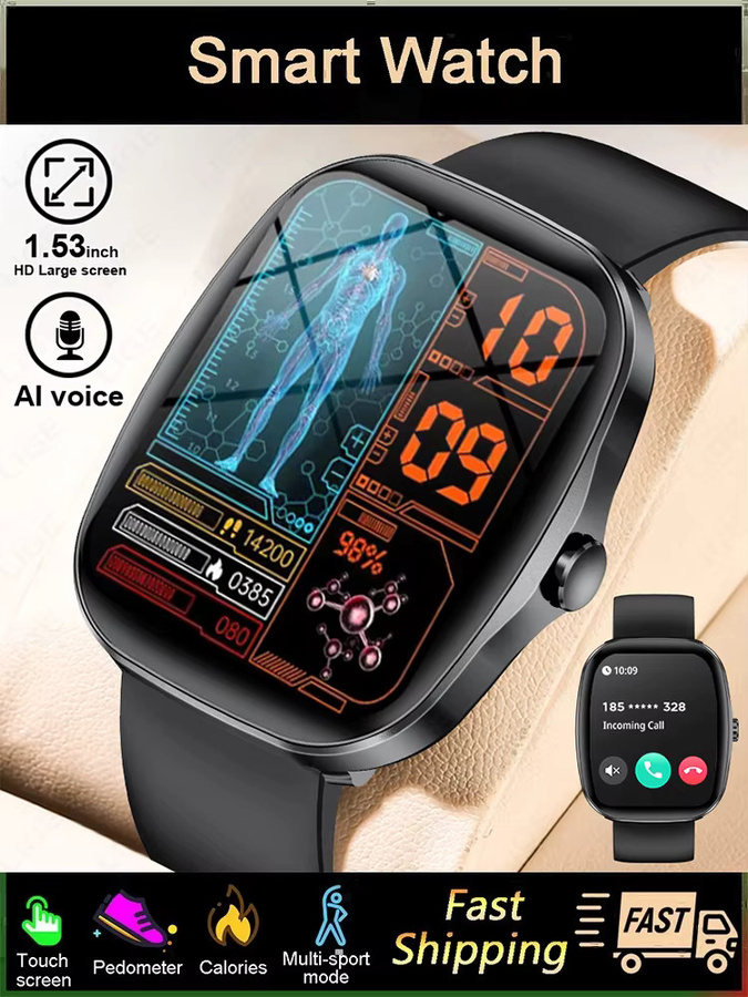 LIGE Smartwatch, Schwarz, Silikon, Unisex, wasserdicht - Bild 7