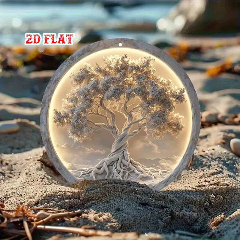 Rundes Aluminiumschild Baum des Lebens von Potdemiel in Weiß als wetterbeständige Metallwanddekoration mit floralem Design, Durchmesser: 19,99 cm - Bild 4