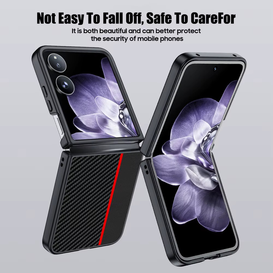Xiaomi Mix Flip Schutzhülle mit Carbonfaser-Muster und Leder-Finish in Schwarz-Rot - Bild 5