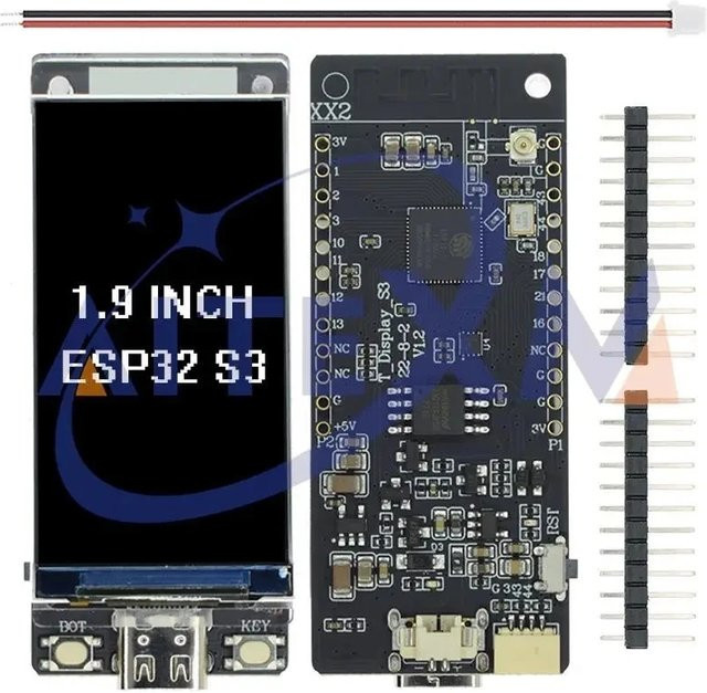 Lilygo T-Display-S3 ESP32 S3 Development Board mit 1,9 Zoll ST7789 LCD Display, WIFI und Bluetooth 5.0, Schwarz, Auflösung 170 x 320 Pixel - Bild 1