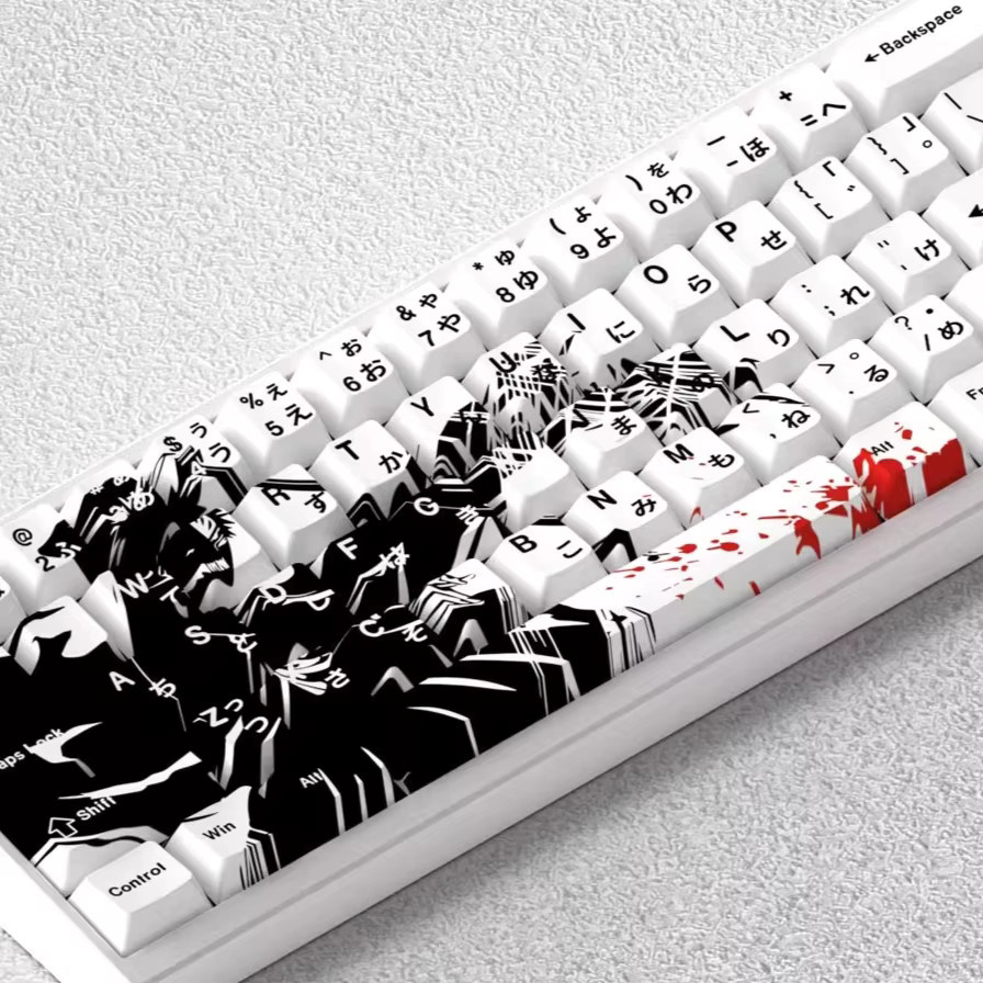 Chreey PBT Dye-Sub Tastenkappen Ichigo Kurosaki Theme für mechanische Tastaturen, 73 Tasten, Transparent/Mehrfarbig, kompatibel mit Wooting 60 65 68 - Bild 2