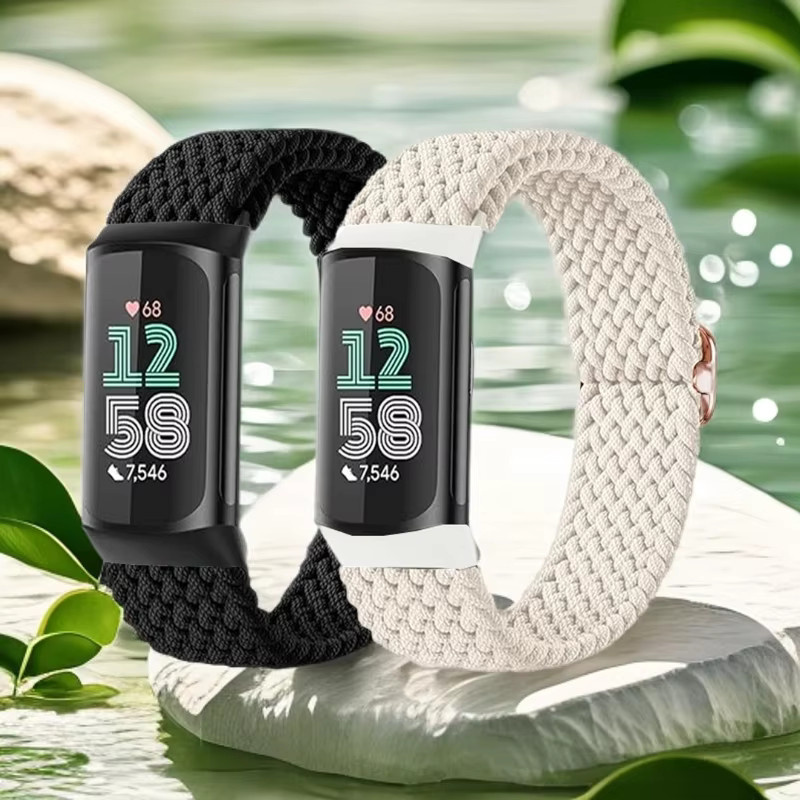 Fitbit Uhrenarmband Nylon, Schwarz, für Charge 3/4/5/6 - Bild 1