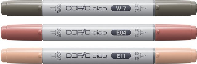 Copic Ciao Marker Set Layer & Mix Warm Palette mit 3 Brush-Stiften in Warm Grey, Lipstick Natural und Barley Beige - Bild 1