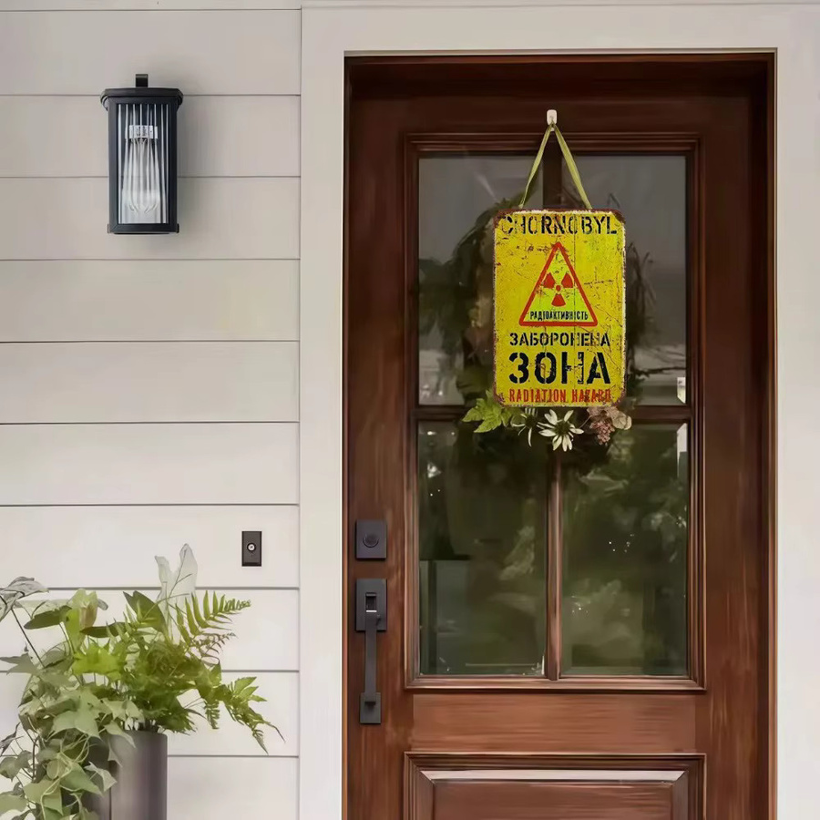 Warnschild gegen nukleare Strahlung Metallplakette von CIFBUY, Farbe: Gelb, Breite: 20 cm, Höhe: 20 cm - Bild 5