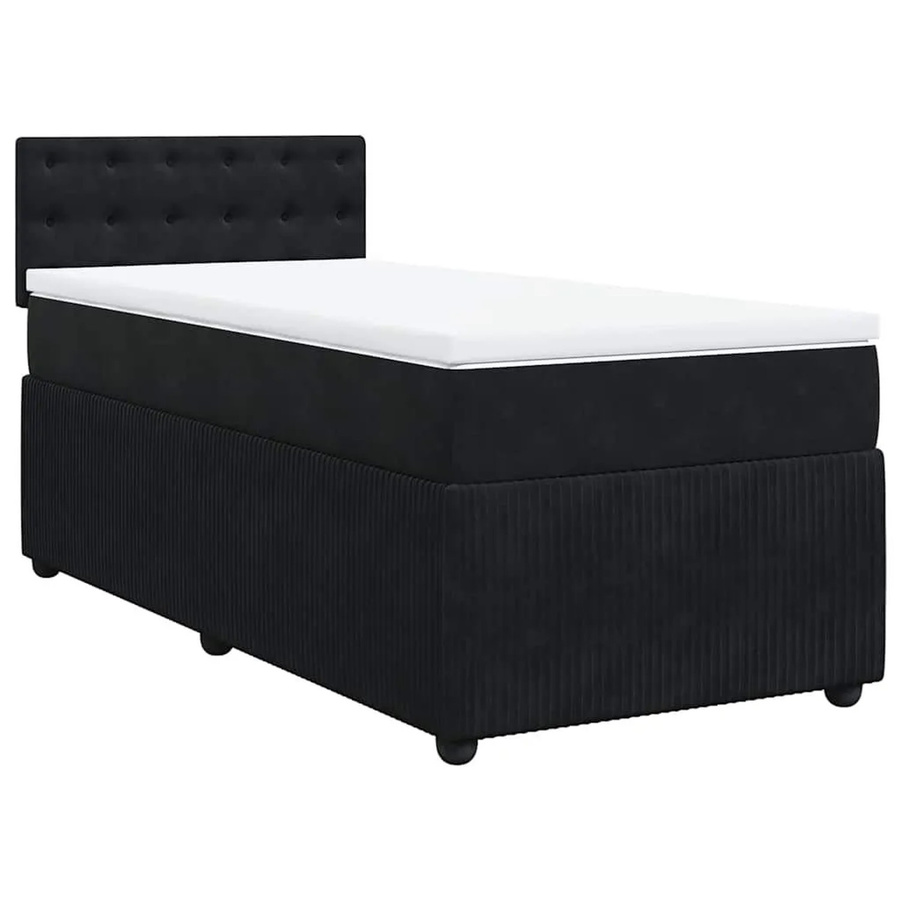 vidaXL Boxspringbett mit Matratze in Schwarz aus Samt mit USB-Ladeport und Unterbettbeleuchtung, B/T/H: 80 x 200 cm - Bild 2
