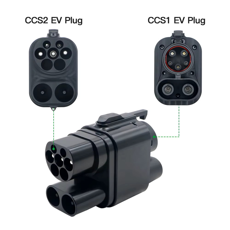 KOLANKY CCS2 zu CCS1 Adapter für EV-Ladegeräte, 250A Konverter für AC+DC Schnellladen, Farbe: Schwarz - Bild 2