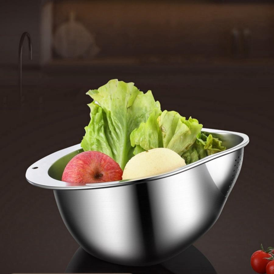 YC Direct Mehrzweck-Küchensieb aus Edelstahl in Silber zum Waschen von Reis, Obst und Gemüse - Bild 3