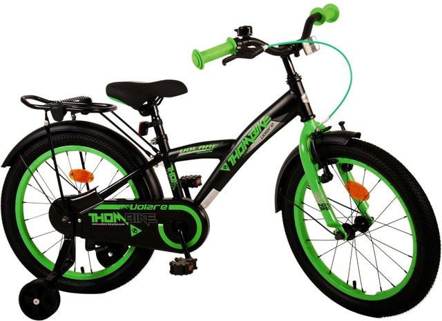 TPFSports Thombike Kinderfahrrad, 18 Zoll, Schwarz/Grün, Rücktritt + Handbremse - Bild 1