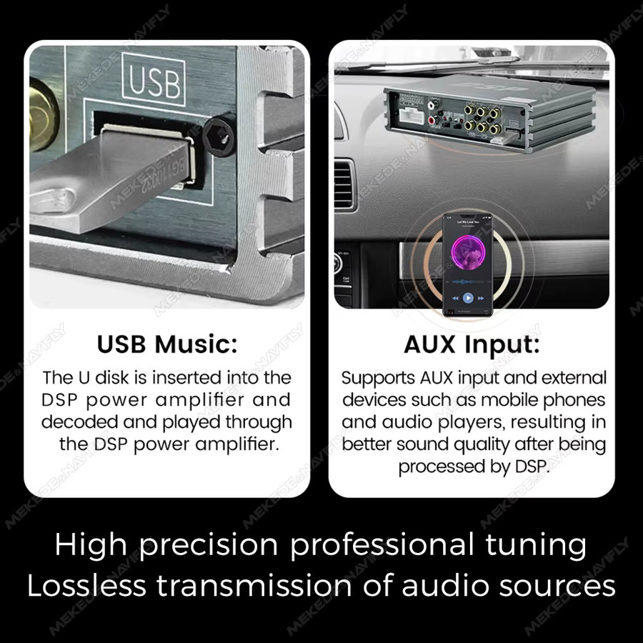 MEKEDE Android Auto-Audio Spezialverstärker mit DSP-Digitalem Audioprozessor, 4*50W, USB, Bluetooth und AUX-Eingang - Bild 4