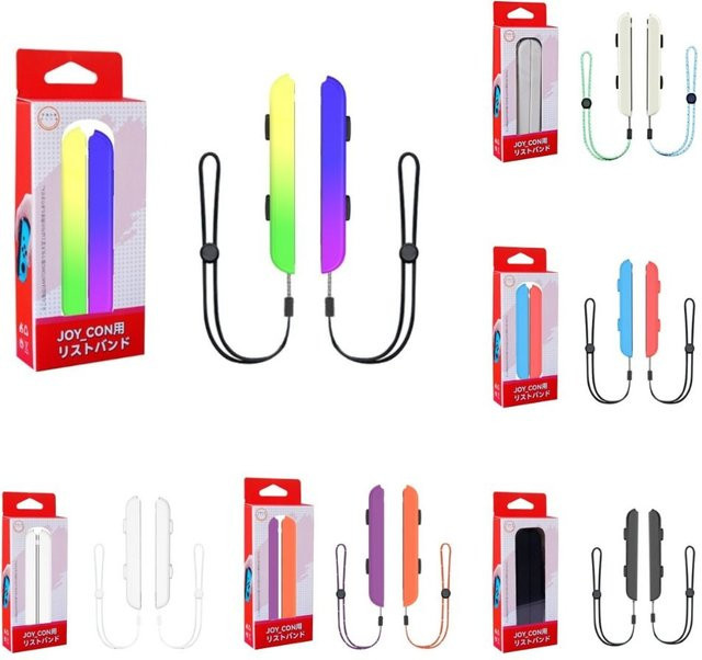 Verstellbare Anti-Verlust Handgelenkschlaufe für Nintendo Switch JoyCon Controller in Rot, Blau und Multicolour - Bild 1