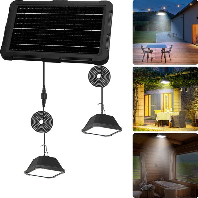 YQCHEZI Solar-Pendelleuchte in Schwarz mit USB-Ladefunktion für Garten und Terrasse als tragbare Notbeleuchtung - Bild 1