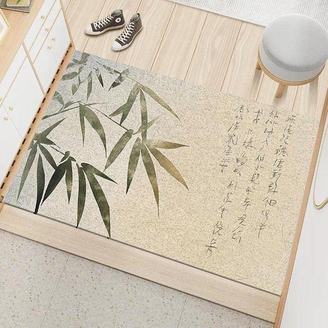 Schmutzabweisende Bodenmatte aus Seidenring in Beige, waschbare und rutschfeste Fußmatte für den Eingangsbereich, B/B: 40 x 60 cm - Bild 1