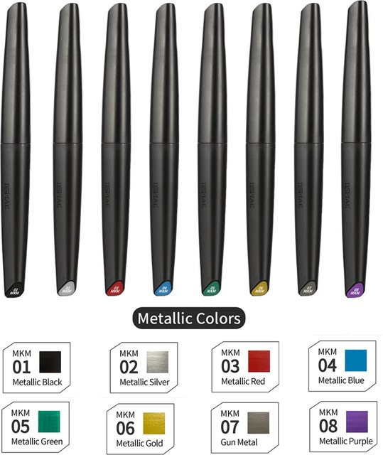 DSPIAE Marker-Stift-Set mit weicher Spitze auf Wasserbasis, metallisches fluoreszierendes Farbset in Multicolour für Modellbau und DIY-Projekte - Bild 1