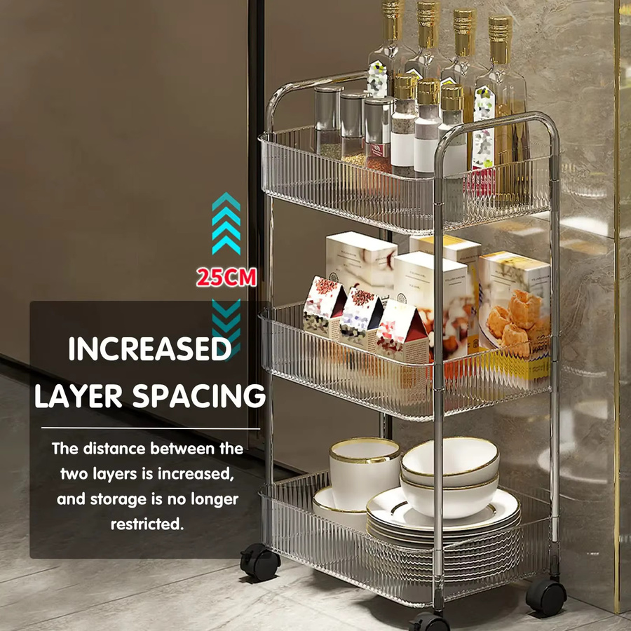UNTIOR Mobiler Acryl-Trolley in Transparent, Modernes Aufbewahrungsregal für Badezimmer, Schlafzimmer und Wohnzimmer - Bild 2