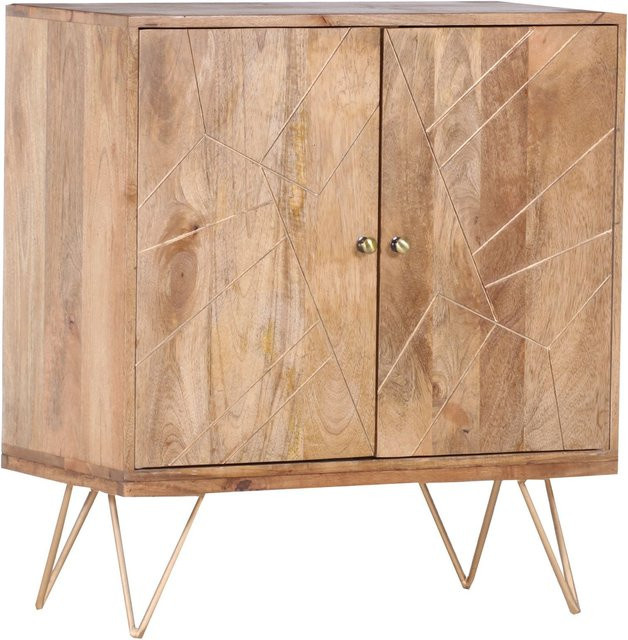 Kommode GOLDEN FLAIR LOFT aus Mango in Gold und Braun, modern und freistehend, B/T/H: 87 x 43 x 80 cm - Bild 1
