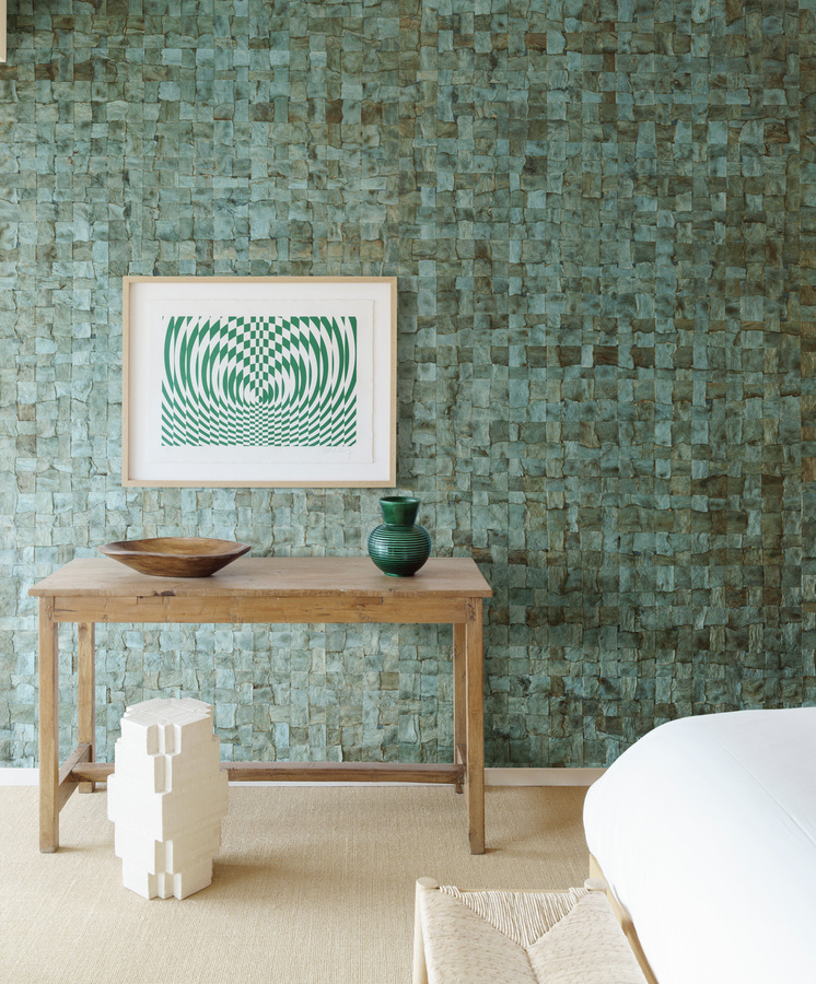 Arte Wallpaper Alba in Turquoise mit abstraktem Naturdesign und textilierter Oberfläche - Bild 1